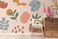 Botanical wall painting, interior design 