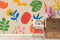 Cute room mockup, wall decoration design psd