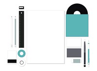 Set of stationery on workspace illustration