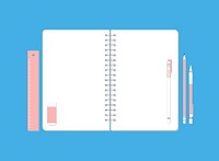 Set of stationery on workspace illustration