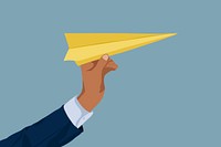 Paper plane background, business goal aesthetic vector