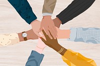 United hands background, business people illustration vector