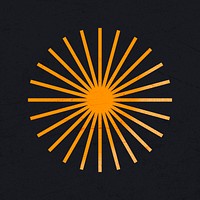 Sunburst collage element, orange design psd