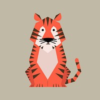 Tiger cartoon sticker, orange animal in cute design vector