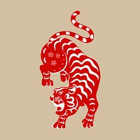 Tiger cartoon clipart, Chinese zodiac new year vector