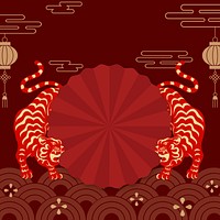 Red Chinese tiger background, 2022 zodiac animal illustration vector