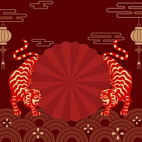 Traditional horoscope tiger background, Chinese new year celebration psd