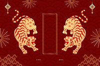 Red Chinese tiger background, 2022 zodiac animal illustration psd