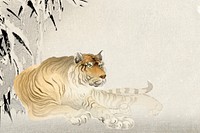 Chinese zodiac tiger background, animal realistic illustration, remixed from artworks by Ohara Koson