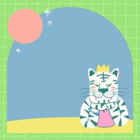 Aesthetic tiger doodle frame background, cute design vector