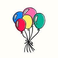 Floating balloons sticker, festive party graphic psd