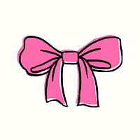 Pink bow sticker, birthday party decoration vector