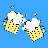 Cold beer sticker, cute alcoholic drinks doodle vector