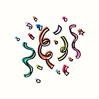 Festive confetti doodle collage element, party graphic