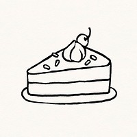 Cake slice sticker, food doodle in cute design vector