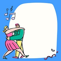 Dancing couple frame background, funky doodle