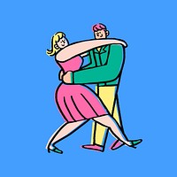 Romantic couple dancing, Valentine's cartoon characters illustration vector