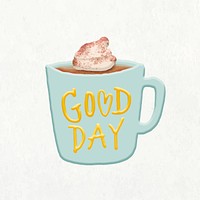 Doodle coffee collage element, cute emoji vector