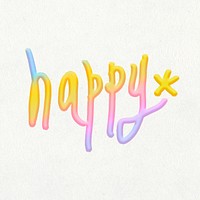Happy text illustration, lifestyle collage element, hand drawn