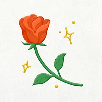 Rose sticker, valentine's, lifestyle emoji design element vector