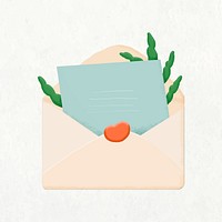 Doodle envelope collage element, cute emoji vector