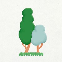 Aesthetic trees sticker, nature collage element psd