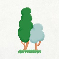 Aesthetic trees sticker, nature collage element vector