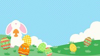 Happy Easter computer wallpaper, bunny border 4k background