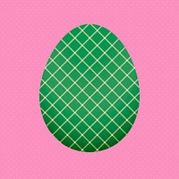 Green Easter egg sticker, grid pattern in festive design psd