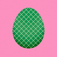 Green Easter egg sticker, grid pattern in festive design vector