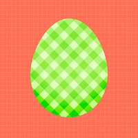 Festive Easter egg clipart, green checker pattern design