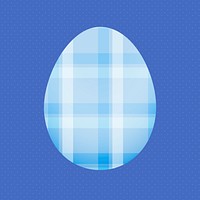 Plaid Easter egg sticker, blue pattern design vector