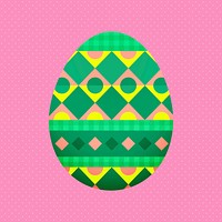 Tribal pattern Easter egg sticker, festive green vector
