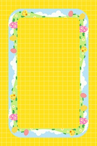 Cute Easter frame background, yellow grid pattern for kids psd