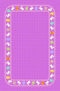 Cute Easter frame background, purple grid pattern for kids vector