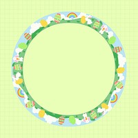 Easter celebration frame background, green grid pattern psd