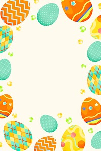Easter patterned frame background, cute design for kids psd