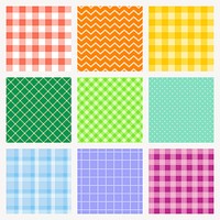 Simple pattern background, colorful aesthetic vector set