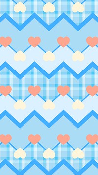 Cute heart pattern mobile wallpaper, pastel blue design