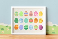 Easter eggs framed picture, festive kids room decoration