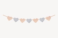 Glitter hearts banner element, party decoration vector