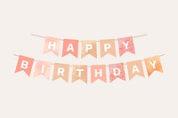 Pastel happy birthday banner, party decoration psd