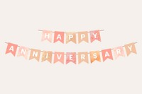 Happy anniversary party element, flat graphic, event decoration