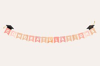 Glitter congratulations graduation banner, celebration vector