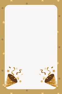 Gold confetti popper frame background, celebration design vector