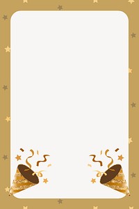 Gold confetti popper frame background, celebration design psd