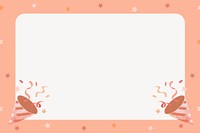 Cute pink party confetti frame background, psd