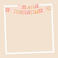 Square pastel anniversary frame background, vector