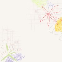 Kids abstract scribble background, pastel cute design in pink psd