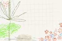 Colorful floral background, crayon scribble design psd